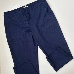Eileen Fisher NWT Soft Organic Cotton Twill Indigo Blue Ankle Pants, sz 14